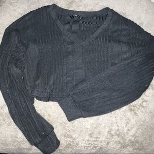 Gray Cropped Long Sleeve